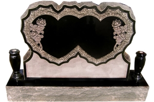 Shanxi Black Granite Carved Stone Heart Shape Single Heart Double Heart Granite Memorial Tombstone Monument
