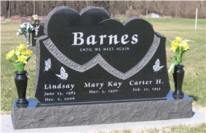 Shanxi Black Granite Carved Stone Heart Shape Single Heart Double Heart Granite Memorial Tombstone Monument