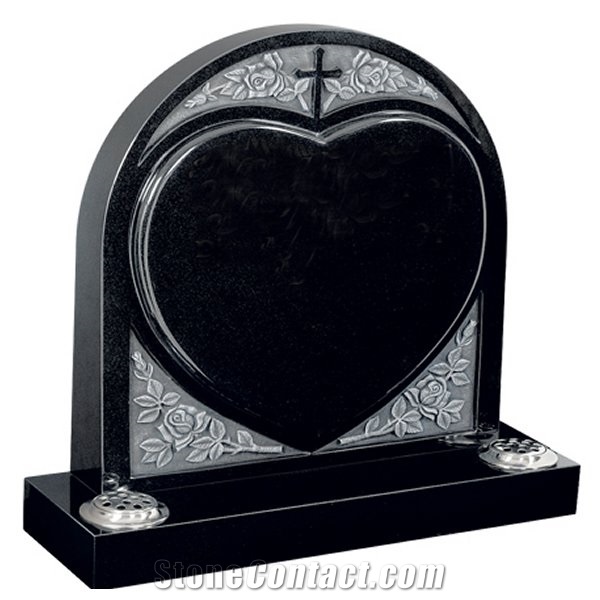 Shanxi Black Granite Carved Stone Heart Shape Single Heart Double Heart Granite Memorial Tombstone Monument