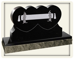 Shanxi Black Granite Carved Stone Heart Shape Single Heart Double Heart Granite Memorial Tombstone Monument