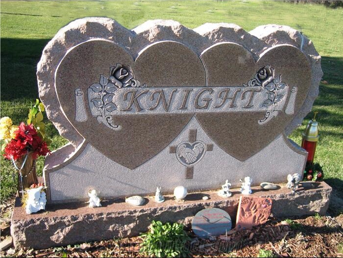 Single&Double Heart Tombstones Heart Shape Monument Design