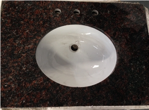 Tan Brown Granite Bath Countertop with Wash Basins