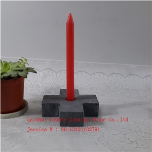 Cross Shape Grey Marble Candle Holders