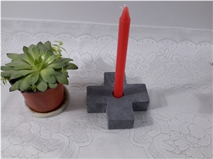 Cross Shape Grey Marble Candle Holders