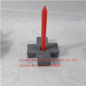 Cross Shape Grey Marble Candle Holders