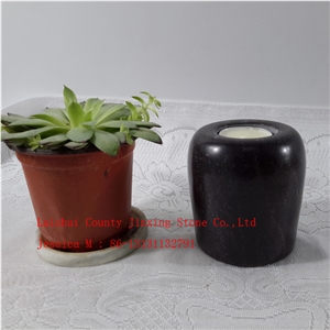 Cylinder Shape Stone Tealight Candle Holder /Black Marble T Light Candle Holder
