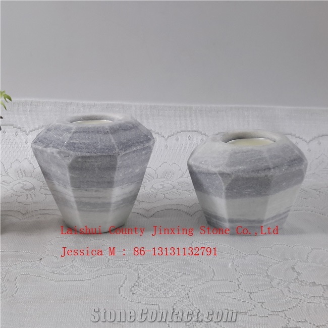 Geometric Grey Marble Candle Holder