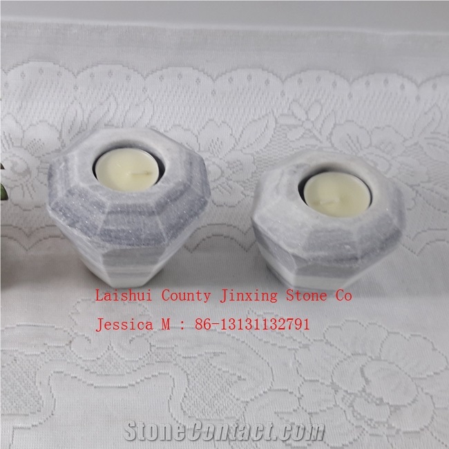 Geometric Grey Marble Candle Holder