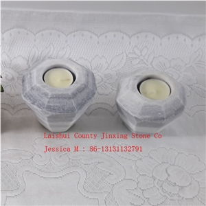 Geometric Grey Marble Candle Holder