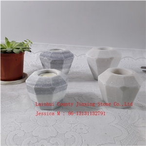 Geometric Grey Marble Candle Holder