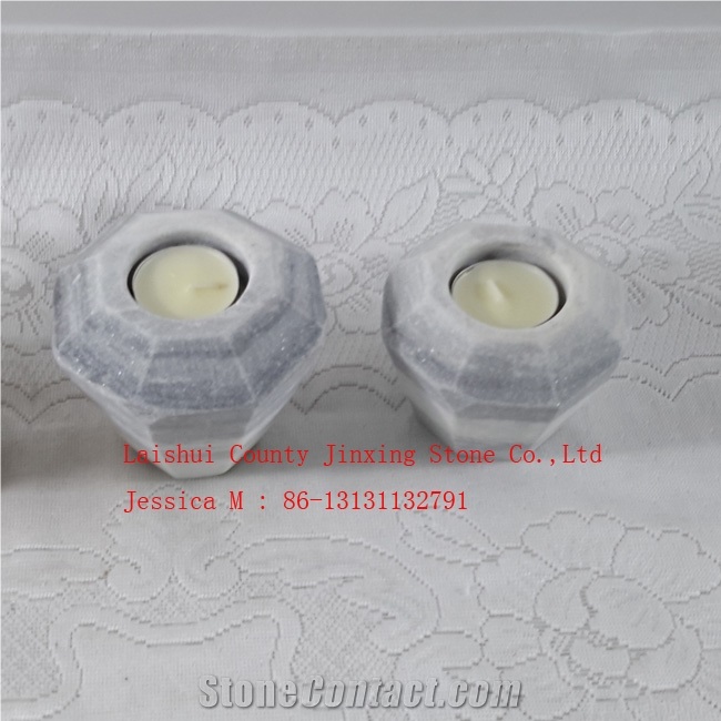 Geometric Grey Marble Candle Holder