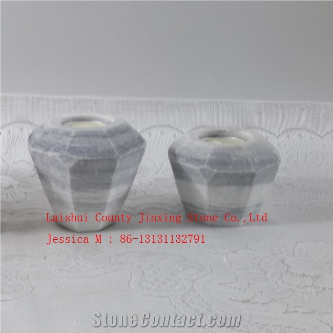 Geometric Grey Marble Candle Holder
