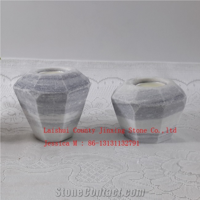 Geometric Grey Marble Candle Holder