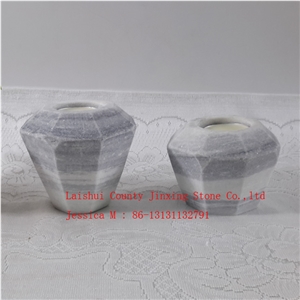 Geometric Grey Marble Candle Holder