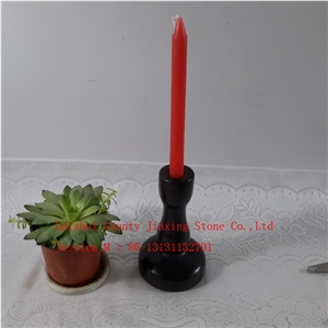 Natural Black Marble Pillar Candle Holder