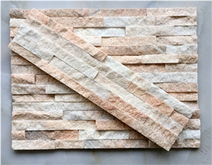 Pink Quartzite China Wall Panel Nature Culture Stone/Stacked Stone/Veneer 60x15cm Rectangle