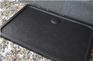 China Black Basalt Granite Mongolian Black Polished Shower Tray Shower Base Shower Stand