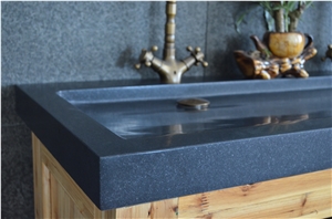 China Black Granite Polished Bath Top Bathroom Sink Wash Basin