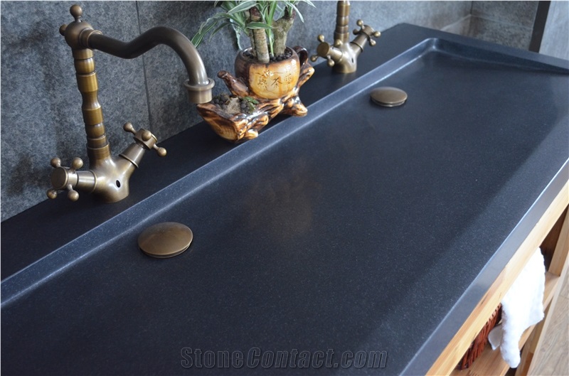 China Black Granite Polished Bath Top Bathroom Sink Wash Basin