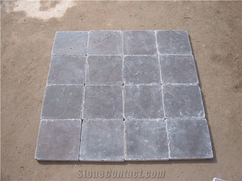 China Blue Limestone Honed & Tumbled Floor Covering Tiles,Floor Pavers