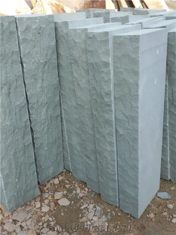 China Green Sandstone Verde Pista Cleft Split Natural Palisade