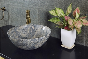 China Juparana Grey Granite Kitchen Sinks,Bathroom Basins,Bowls,Wash Basins,Vessel Sinks,Round Sinks