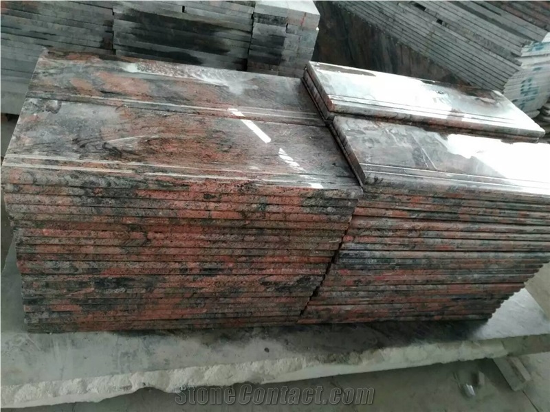 China Multi-Color Red Grey Granite Polished Stair Step