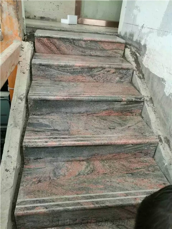 China Multi-Color Red Grey Granite Polished Stair Step