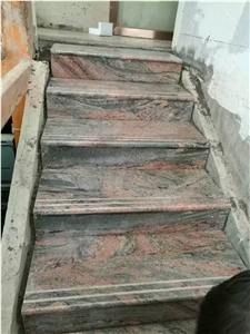 China Multi-Color Red Grey Granite Polished Stair Step