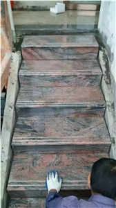 China Multi-Color Red Grey Granite Polished Stair Step