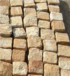 China Red Wood-Vein Sandstone Cleft Split Natural Cube Paver Setts Cobble Stone