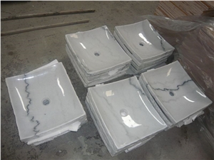White Marble Bianco Carrara Bathroom Basin Wash Sink
