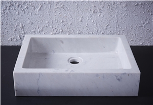 White Marble Bianco Carrara Bathroom Basin Wash Sink