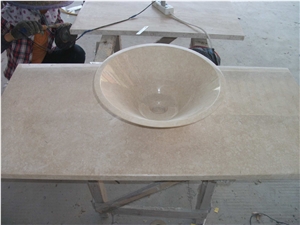 Egyptian Cream Beige Yellow Sunny Siena Sinai Marble Polished Bathroom Top Sink Countertop