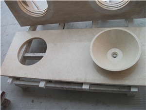 Egyptian Cream Beige Yellow Sunny Siena Sinai Marble Polished Bathroom Top Sink Countertop