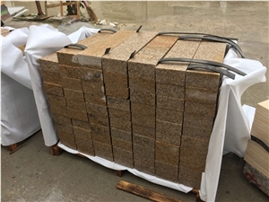 G682 China Yellow Granite Rustic Desert Yellow Sand Yellow Sunset Gold Granite Flamed Paver Cubestone Setts