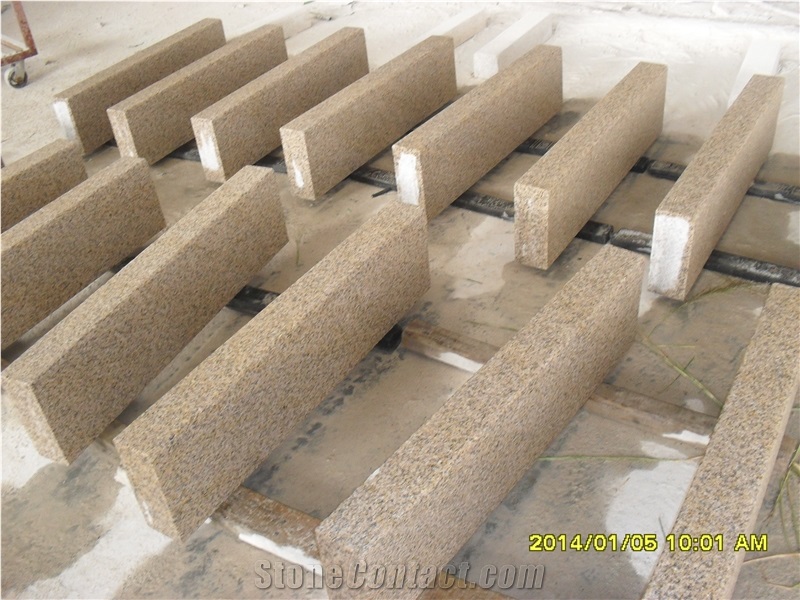 G682 China Yellow Rustic Granite Padang Gialo Golden Sand Sunset Gold Bushhammered Flamed Boarder Kerbstone Curb Roadstone