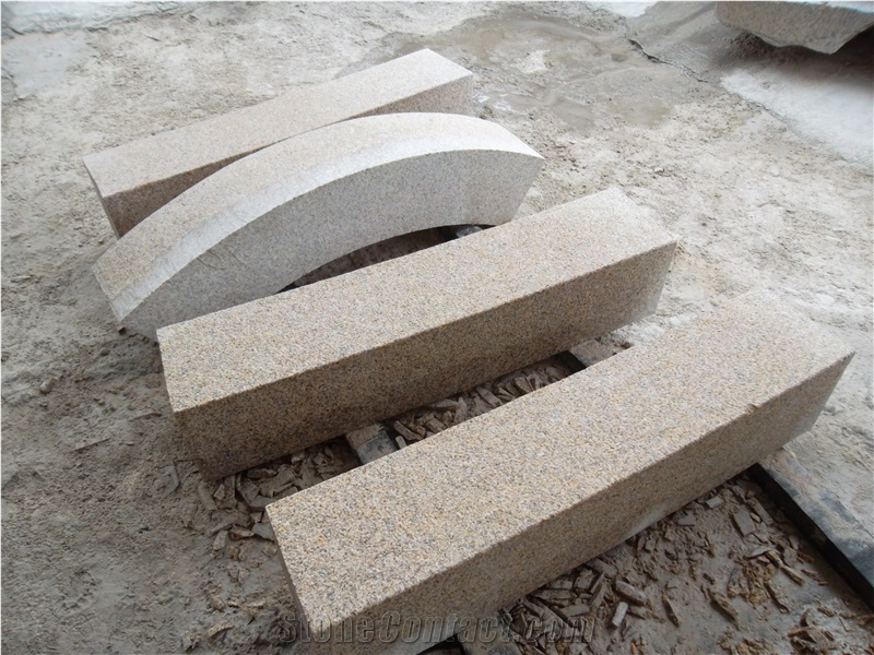 G682 China Yellow Rustic Yellow Granite Padang Giallo Golden Sand Sunset Gold Bushhammered Building Stones Landscapes Kerbstone Road Stone