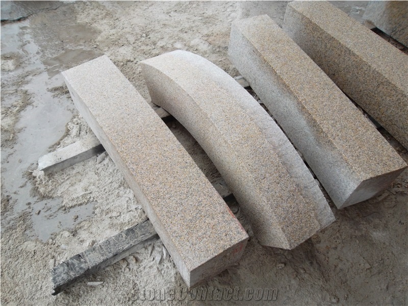 G682 China Yellow Rustic Yellow Granite Padang Giallo Golden Sand Sunset Gold Bushhammered Building Stones Landscapes Kerbstone Road Stone