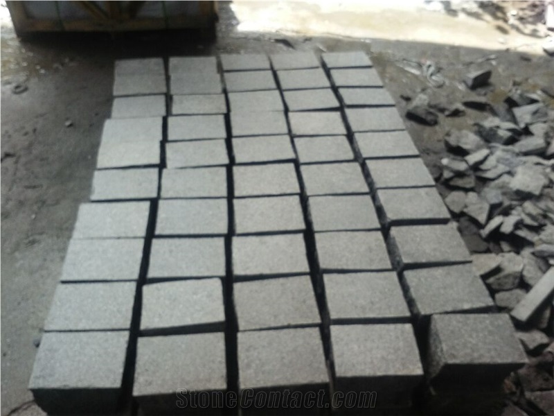 G684 China Black Basalt Black Galaxy Black Pearl Fuding Black Cleft Natural Split Cube Paver