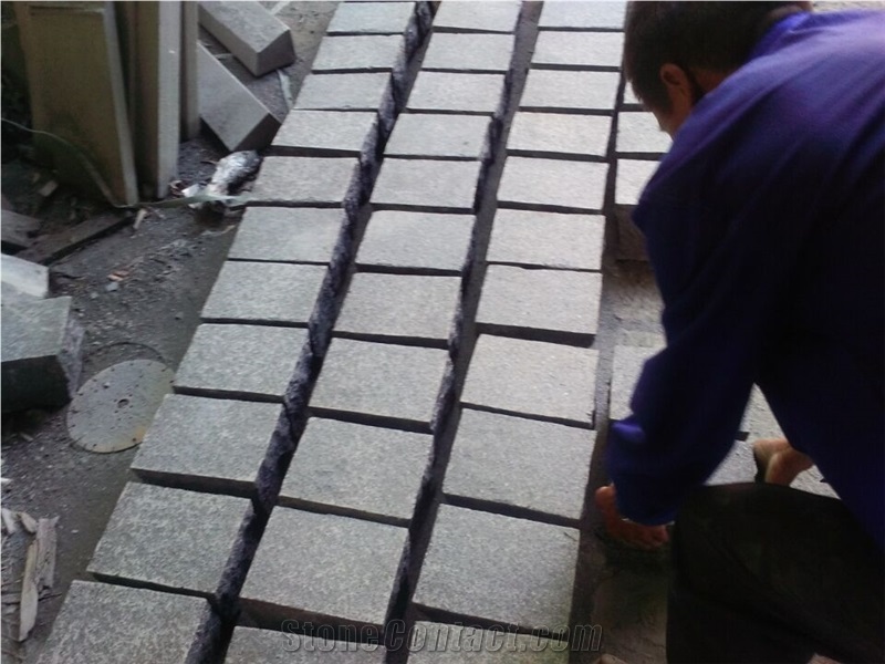 G684 China Black Basalt Black Galaxy Black Pearl Fuding Black Cleft Natural Split Cube Paver