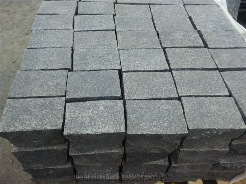 G684 China Black Basalt Black Galaxy Black Pearl Fuding Black Cleft Natural Split Cube Paver
