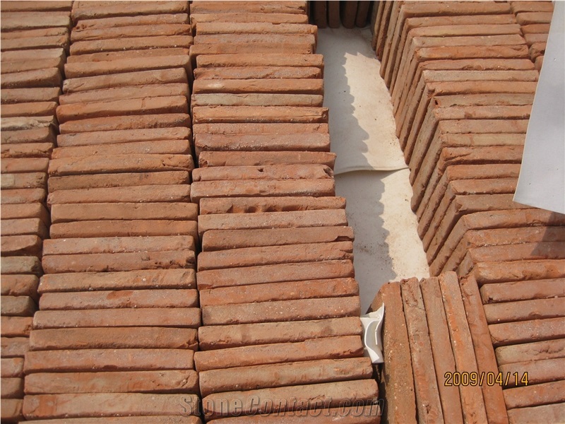 Handmade Terracotta Tile Clay Glazed Brown Yellow Orange Red Tile