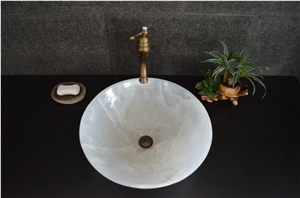 White Onyx Polished Wash Basin Washbowl Bathroom Sink