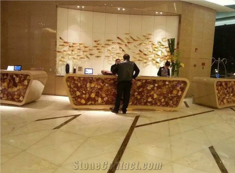 Semi Precious Nature Stone High Quality Reception Desk for Hotel, Luxious House, Bar Family