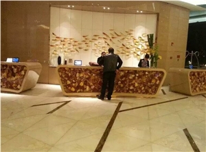 Semi Precious Nature Stone High Quality Reception Desk for Hotel, Luxious House, Bar Family
