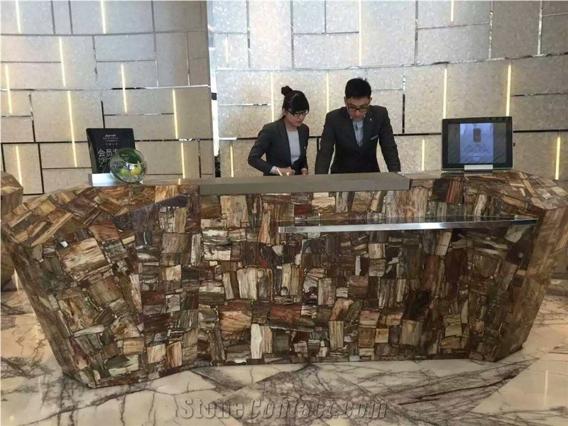 Semi Precious Nature Stone High Quality Reception Desk for Hotel, Luxious House, Bar Family