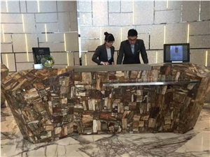 Semi Precious Nature Stone High Quality Reception Desk for Hotel, Luxious House, Bar Family