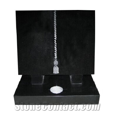 Polished Book Headstone with Tassel Shanxi Black Granite Tombstone