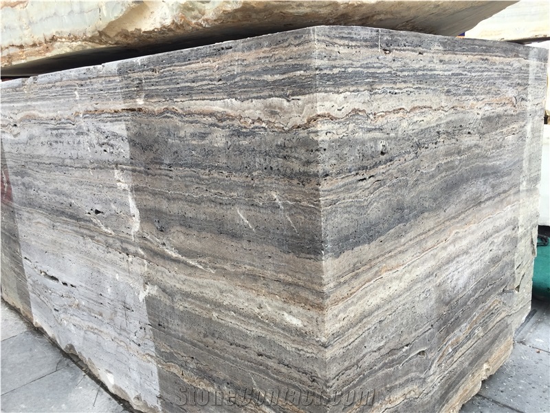 Persian Silver Travertine Blocks, Grey Travertine Blocks